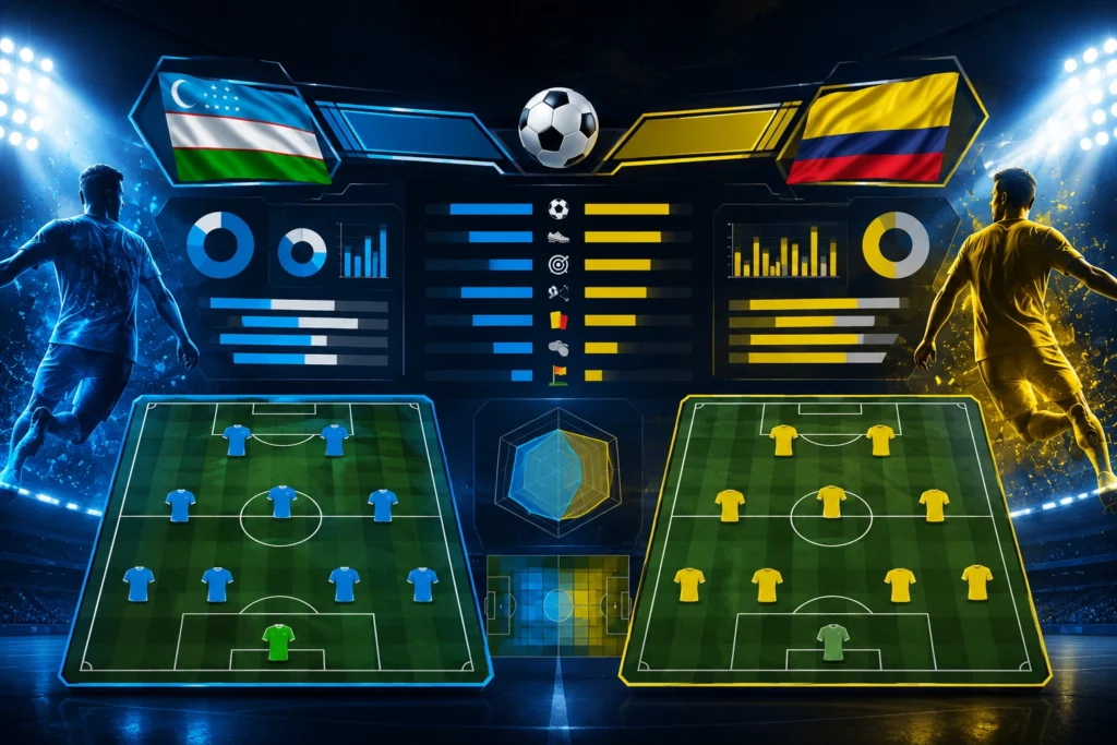 Statistik dan Susunan Pemain Uzbekistan vs Colombia